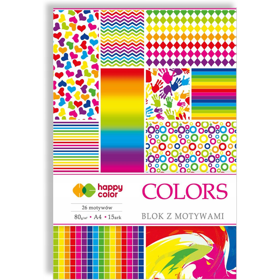 Blok z motywami COLORS A4 15ark.,27motyw. HAPPY COLOR HA 3808 2030-C